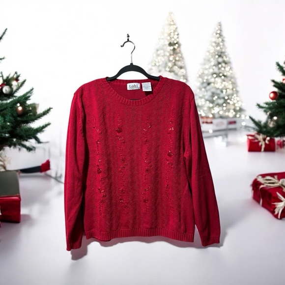 Tabi International Red Sweater with Red Bead/Sequin/Embroidery Embellishment - Picture 10 of 15